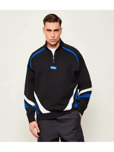 Hugo Blue Hanorac Naloneck | Relaxed fit negru