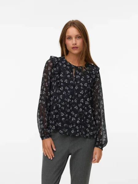 VERO MODA Bluza VMIHANNAH temno siva / zelena črna