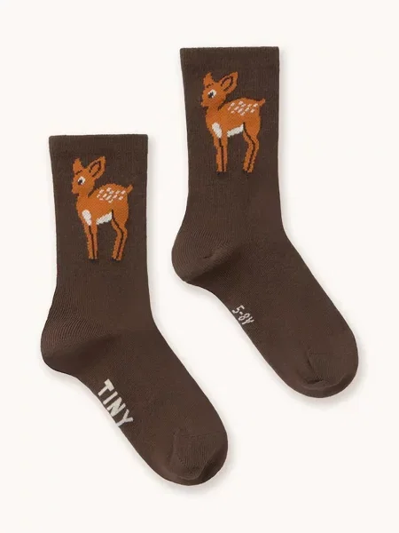 Tinycottons ponožky detské DEER MEDIUM SOCKS hnedá