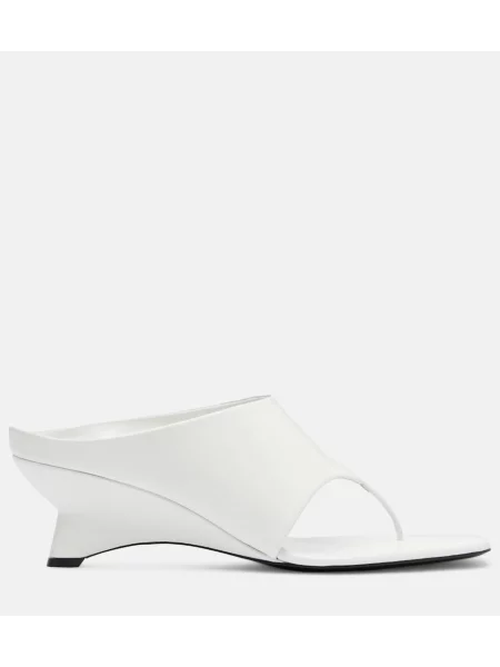 Papuci tip mules Khaite din piele alb