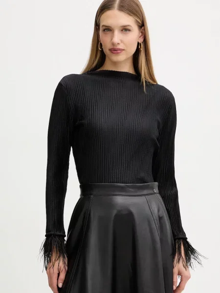 Bluzka Boss z długim rękawem czarna