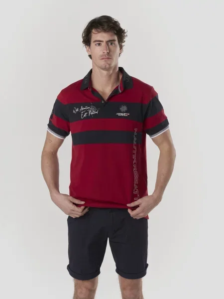 KOROSHI Tricou roșu carmin / negru / murdar alb