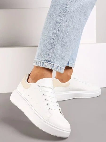 Sneakers Tialorae cu bej alb