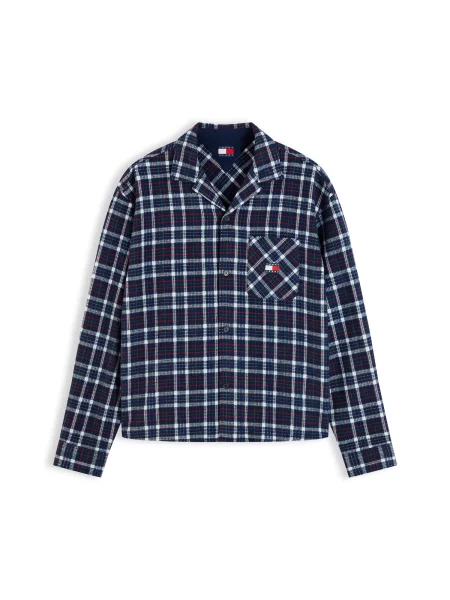 Tommy Jeans Cămașă bleumarin / roșu alb