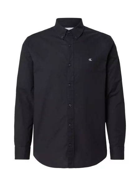 Cămașă Calvin Klein Jeans clasică din țesătură twill negru