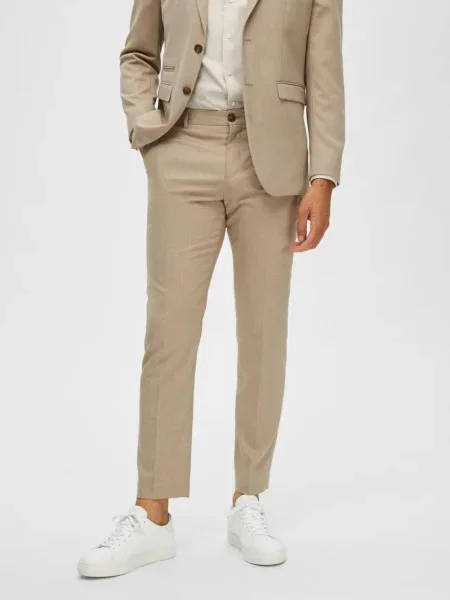 SELECTED HOMME Pantaloni cu dungă amestecat bej