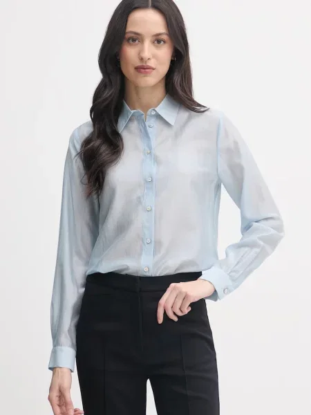 United Colors of Benetton koszula z lyocellem niebieska