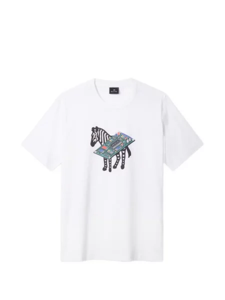 Tricou Ps Paul Smith cu imagine cu model zebră alb