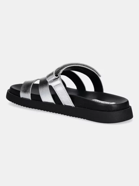 Kožené pantofle Steve Madden Missile stříbrná