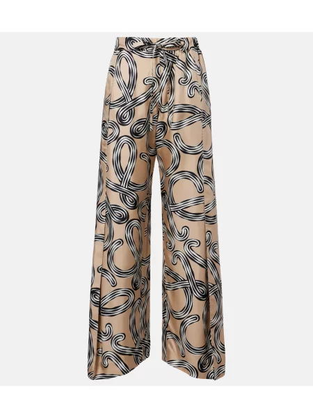 Pantaloni Loewe de mătase bej