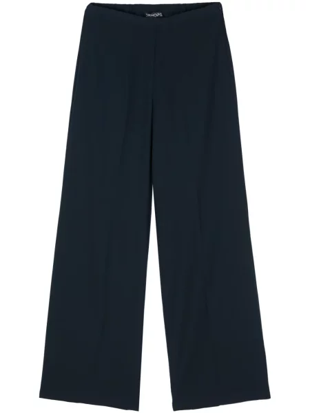 Szerokie spodnie Drhope z krepy niebieskie