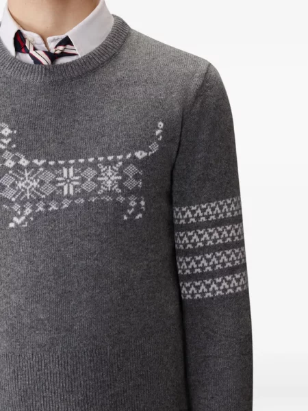 Pulover Thom Browne cu dungi gri