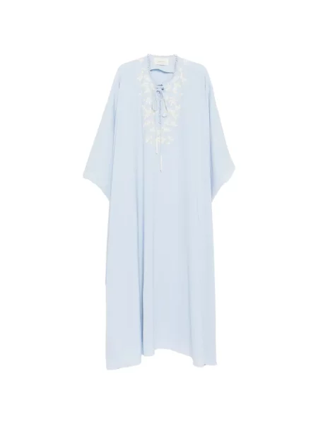 Maksi sukienka maxi Shatha Essa w kwiatki garniturowa niebieska