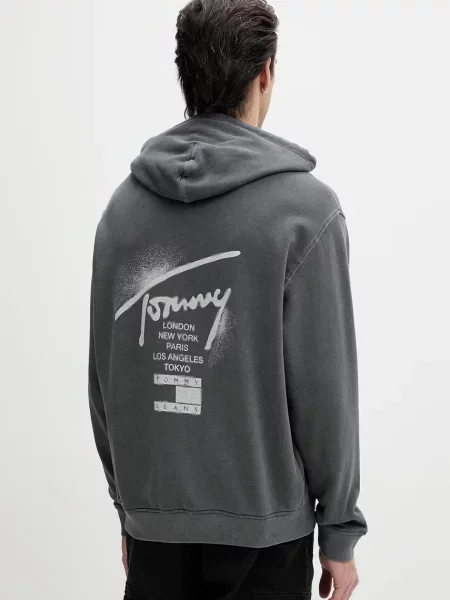 Tommy Jeans bluza z kapturem szara