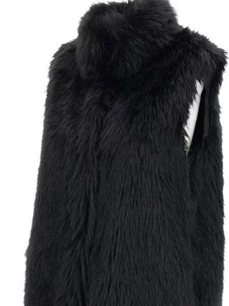 Matlasat palton de blană Moncler cu blană negru