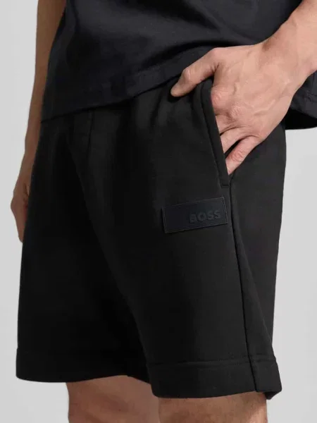 Szorty dresowe o kroju regular fit z mieszanka bawełny model JT_SHORTS' Boss Green czarne