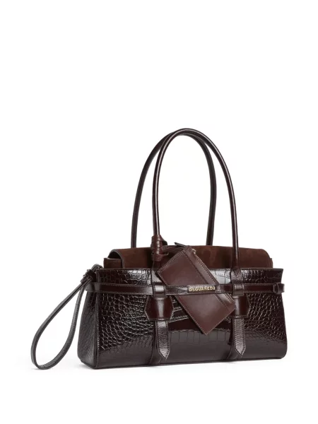 Geantă shopper Dsquared2 din piele maro