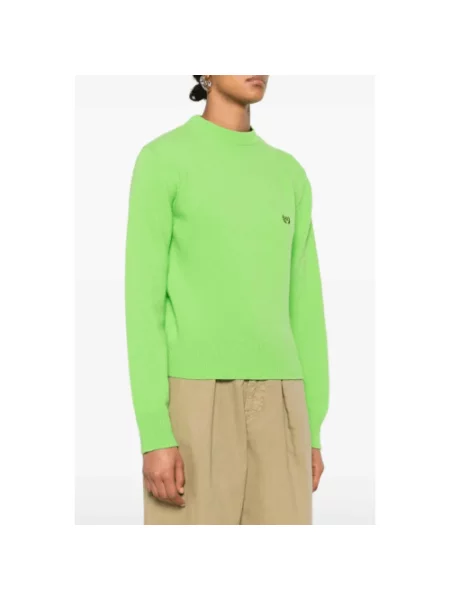 Haftowany lniany sweter Balenciaga zielony