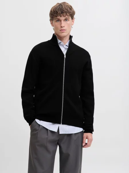 JACK & JONES Geacă tricotată JPRBLAMILANO STITCH' negru