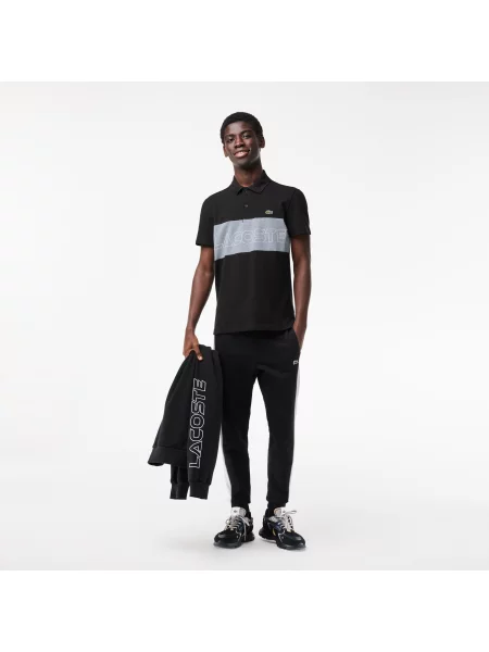 Lacoste Koszulka Polo Regular Fit Stretch Piqué Z Blokami Kolorów czarna
