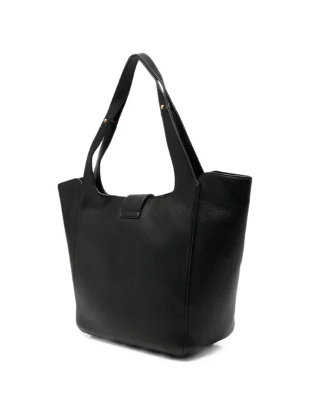 Kožená shopper kabelka Guess s autogramem černá