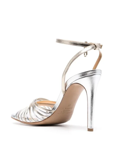 Sandale Twinset din piele argintiu