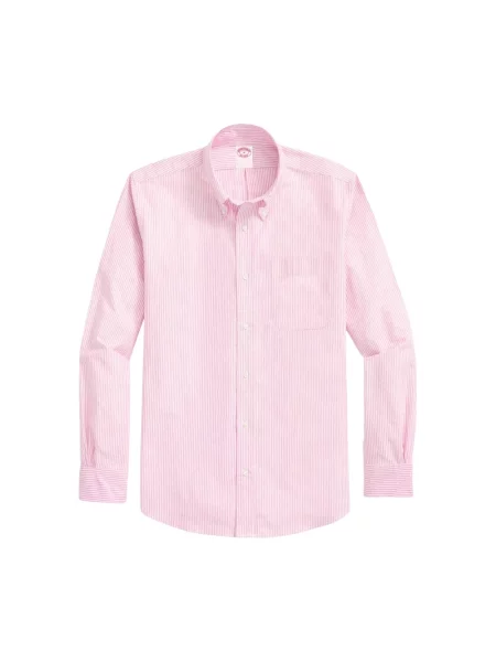 Koszula Brooks Brothers w paski z twillu z paskiem różowa