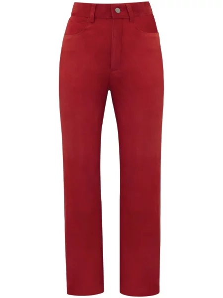 Pantaloni Dancassab din piele de căprioară roșu