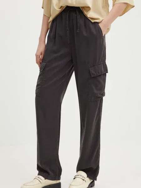 Pepe Jeans nadrág EVA női magas derekú cargo szürke