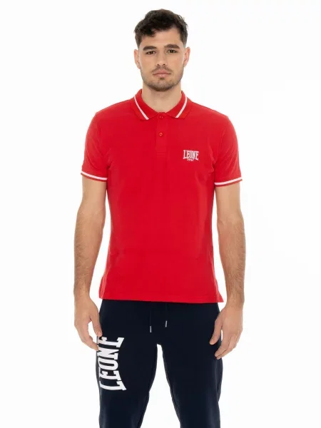 Leone Basic koszulka polo z kołnierzykiem czerwona