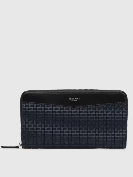 Кожаный кошелек Serapian с принтом синий