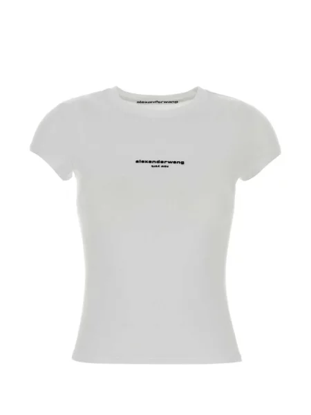Scurt tricou Alexander Wang cu imagine alb