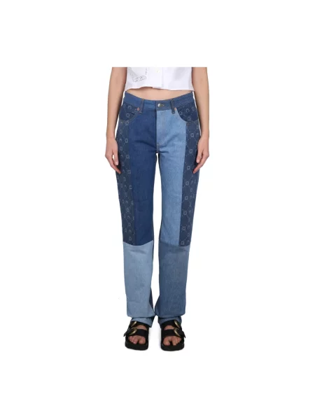 Jeansy straight leg Marine Serre niebieskie