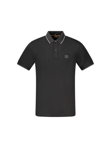 Haftowana koszulka polo Boss Orange z krótkim rękawem czarna