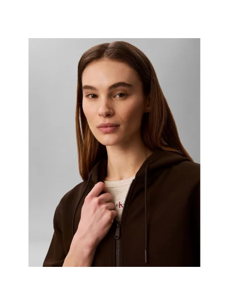 Froté mikina Calvin Klein Jeans s autogramom hnedá