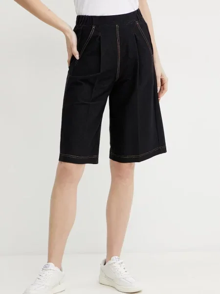 Max Mara Leisure pantaloni scurti femei marin neted high waist albastru