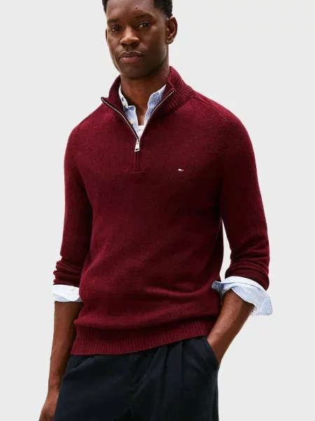 Вовняний светр Tommy Hilfiger бордовий