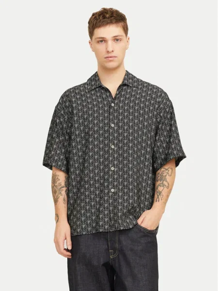 Jack&Jones Риза Marshall Wide Fit черен