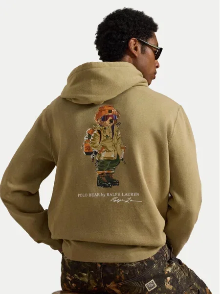 Polo Ralph Lauren Megztinis be užsegimo SEASONAL FLEECE rusvai žalia / alyvuogių / tamsiai oranžinė / juoda smėlinė