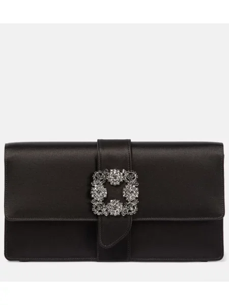 Pantaloni Manolo Blahnik din satin negru