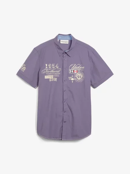 Koszula z krótkim rękawem slim fit fioletowa