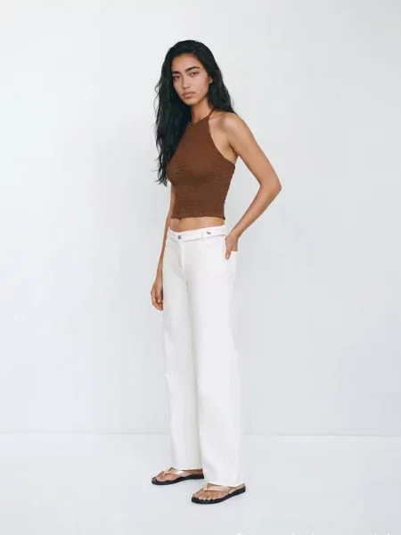 Proste jeansy z paskiem Teen 38 MANGO TEEN biały