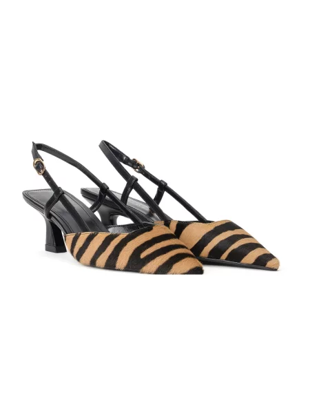 Czółenka Stuart Weitzman skórzana z otwartą piętą brązowa