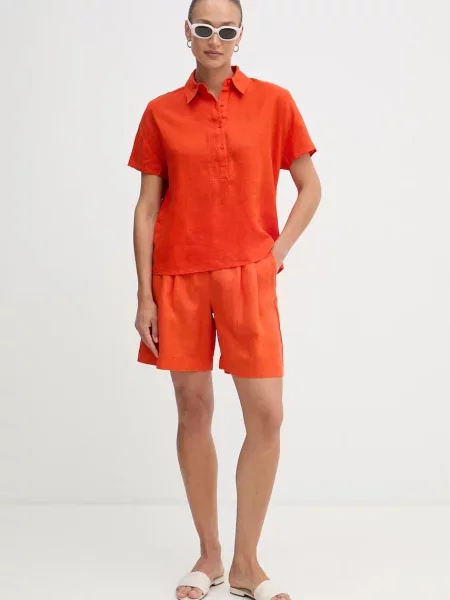 United Colors of Benetton kratke hlače lanene oranžna