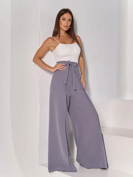 Штани палаццо ISSA Plus комбінований верх сірий