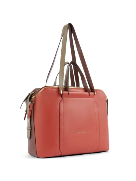 Torba na laptopa Piquadro skórzana pomarańczowa