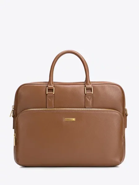 Skórzana torba na laptopa jasny brąz