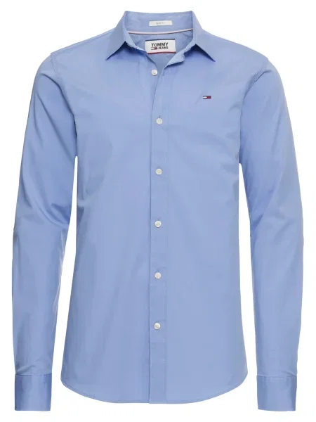 Raztegniti srajca Tommy Jeans z dolgimi rokavi modra