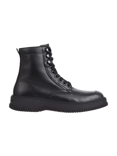 Botki Tommy Hilfiger skórzane termoaktywne czarne