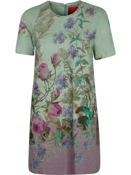 Rochie mini La Doublej cu model floral cu imagine de costum verde
